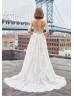 Ivory Floral Lace V Back Fabulous Wedding Dress